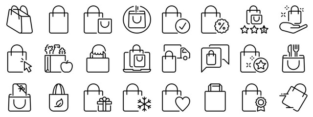 Icon set about shopping bag. Line icons on transparent background with editable stroke.