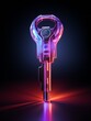 Intricate magic iridiscent glowing car key. Unlock the future vehicle concept.