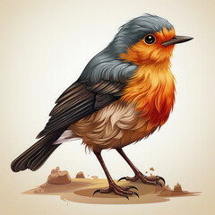 Watercolor Robin vector, clipart Illustration, Generative Ai