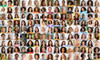 Mosaic of Diverse People Portraits, Ladies Faces