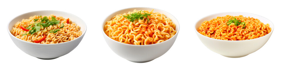 Sticker - Collection of Ramyun isolated on transparent png background. Generative ai