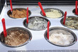 Display window of assorted ice cream flavours