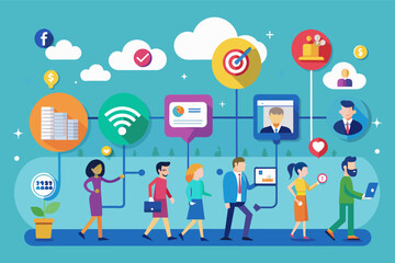 Leinwandbilder - Timeline infographic of social media evolution