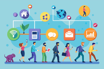 Leinwandbilder - Timeline infographic of social media evolution