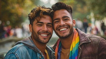 portrait of LGBTQ+ couple on pride month