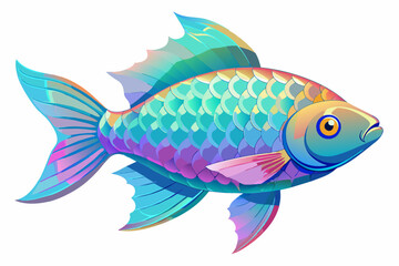 Wall Mural - The iridescent scales of a tropical fish shimmering in the sunlight