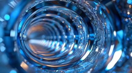 Poster - A close up of a blue glass tube with some water in it, AI