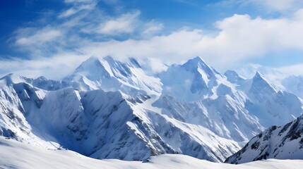 Wall Mural - Panoramic view of snowy mountains in winter, Caucasus, Russia