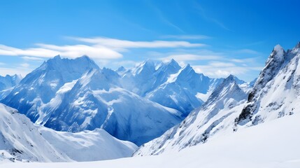 Wall Mural - Panoramic view of the mountains in winter, Caucasus, Russia
