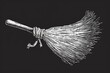© Ева Поликарпова - Detailed black and white illustration of a broom. Suitable for design projects and Halloween-themed content