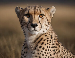 Sticker - AI generated illustration of A striking portrait of a cheetah