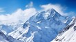 © I - Panoramic view of the snowy mountains in the Alps, Switzerland