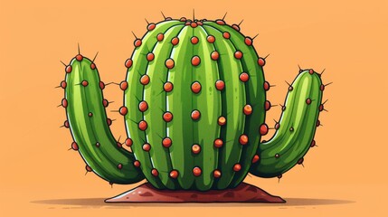 Wall Mural - Black line illustration of a cactus