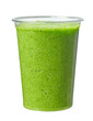 take away cup of green spinach and banana smoothie