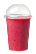 glass of banana raspberry and blueberry smoothie