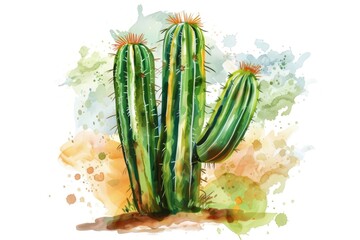 A beautiful watercolor painting of a cactus plant. Perfect for home decor or botanical designs