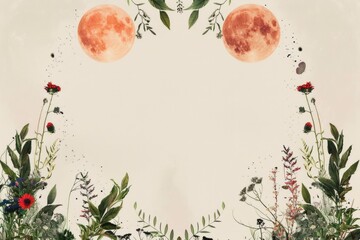 Sticker - A serene image of a full moon shining over plants. Perfect for nature or astrology concepts