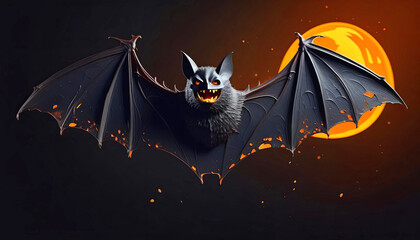 Large halloween bat with copy space