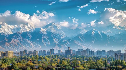 Wall Mural - Bishkek skyline, Kyrgyzstan, gateway to the Tien Shan mountains