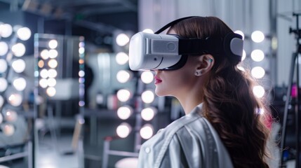 Poster - Woman Experiencing Virtual Reality in a Tech Lab