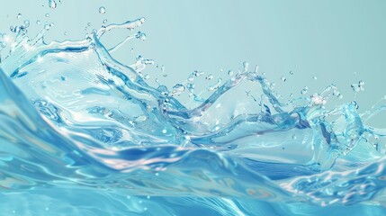 Wall Mural - backdrop of clean water splashed with bubbles with light blue background