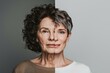 © Leo Rohmann - Active ageing integrates generational skincare with blonde visuals, renewing split age portraits with modern skin rejuvenation methods.