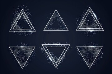 Wall Mural - Four sparkling triangular shapes with stars. Ideal for graphic design projects