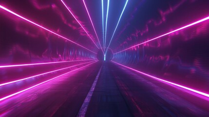 Wall Mural - dynamic neon pink purple and blue corridor