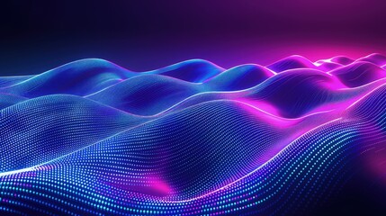 Wall Mural - vibrant purple and blue abstract wavy neon stripes