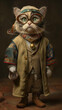 Distinguished Wise Cat Portrait Vintage