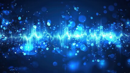 blue background with sound waves and lighting striking