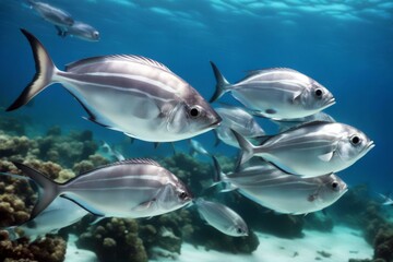 'a trevally school bigeye underwater adventure animal background bali beauty blue colours coral diving ecosystem environment fish fishing island jack life marin natural nature ocean okinawa pacific'