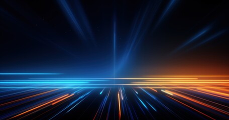 Wall Mural - abstract background with blue and orange glowing stripes