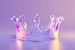 3d render of a translucent glass crown on purple gradient for luxury design