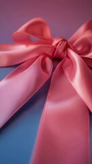 Wall Mural - A pink ribbon is shown in a close up