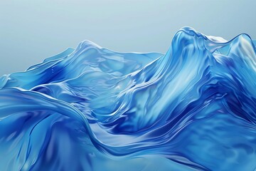 Wall Mural - abstract blue liquid waves splashing dynamically 3d fluid design elements