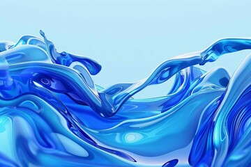 Wall Mural - abstract blue liquid waves splashing dynamically 3d fluid design elements