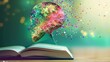 Colorful Brain Resting on Open Book