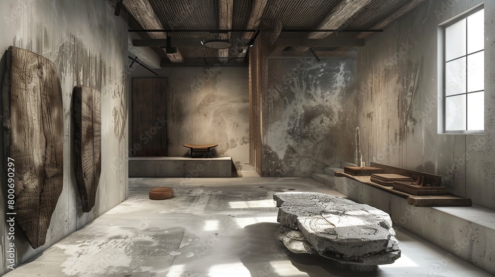 Interior design, an artistic Wabi-Sabi studio combining functionality ...