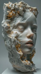 girl face with marble texture