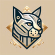 Elegant cat logo icon on cream background gold black