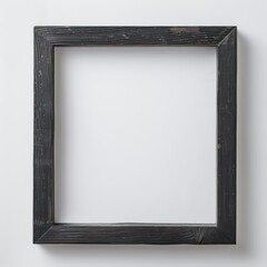 Wall Mural - wooden thin picture frame mockup in black on white background, empty space