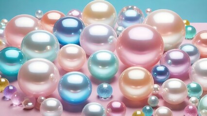 Aufkleber - Pastel colored 3d glassy transparent globe shapes background design.