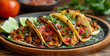 Chicken mexican tacos on a plate
