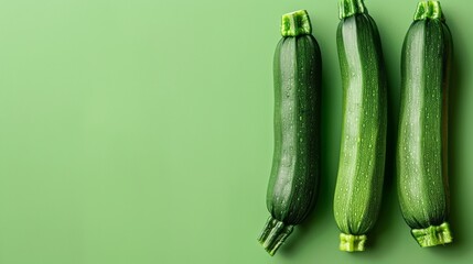 Wall Mural - Flat lay zucchini cucumber copy space isolated background