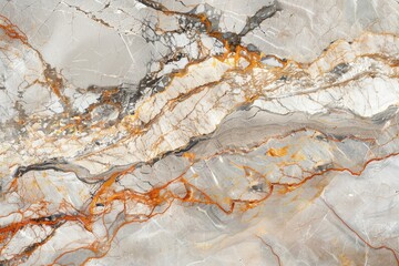 A large piece of marble with a pattern of orange and white swirls