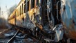 Golden Hour Train Wreck: A Captivating Glimpse of Abandoned Rails and Damaged Carriages