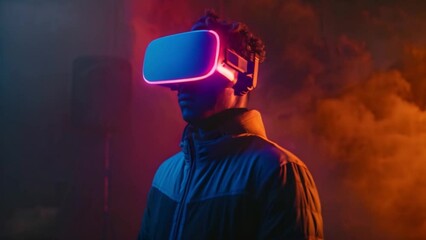 Poster - Man Experience Virtual Reality With Headset