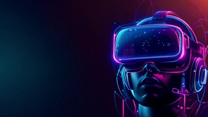 Poster - Virtual Reality Experience Illuminated With Neon Glow