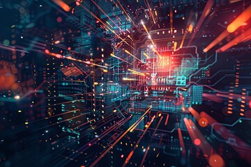 Digital Transformation, System Engineering and Programming Abstract Background AI Generated Illustration